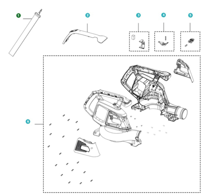 Système d'entraînement dans le groupe Pièces De Rechange / Pièces détachées Souffleurs de feuilles / Pièces détachées Husqvarna 120iBV chez GPLSHOP (5311478-85)